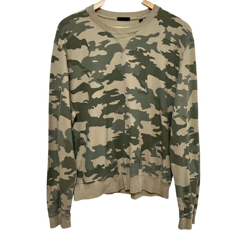 ATM Anthony Thomas Melillo Camo Sweatshirt Women L Pima Cotton Pullover *Flaw